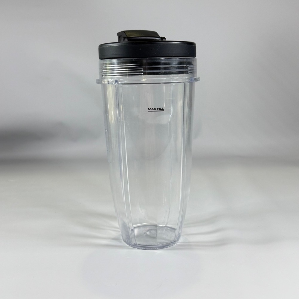 Nutri Ninja Replacement Blender Cup 24oz Clear Black Sip Seal Lid‎ Smoothie Jar